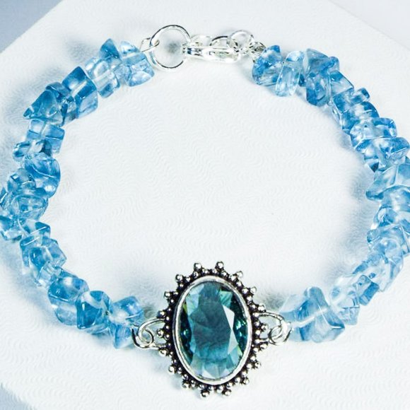 Cynthia Lynn "LONDON BLUE" Sterling Silver London Blue Topaz Beaded Bracelet - Picture 2 of 2